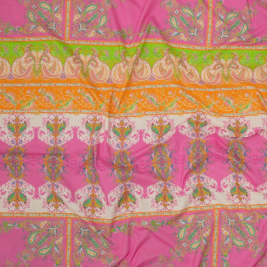 1 Panel Paisley Stripes and Squares Cotton Voile Cypress Daydreams Print Fabric